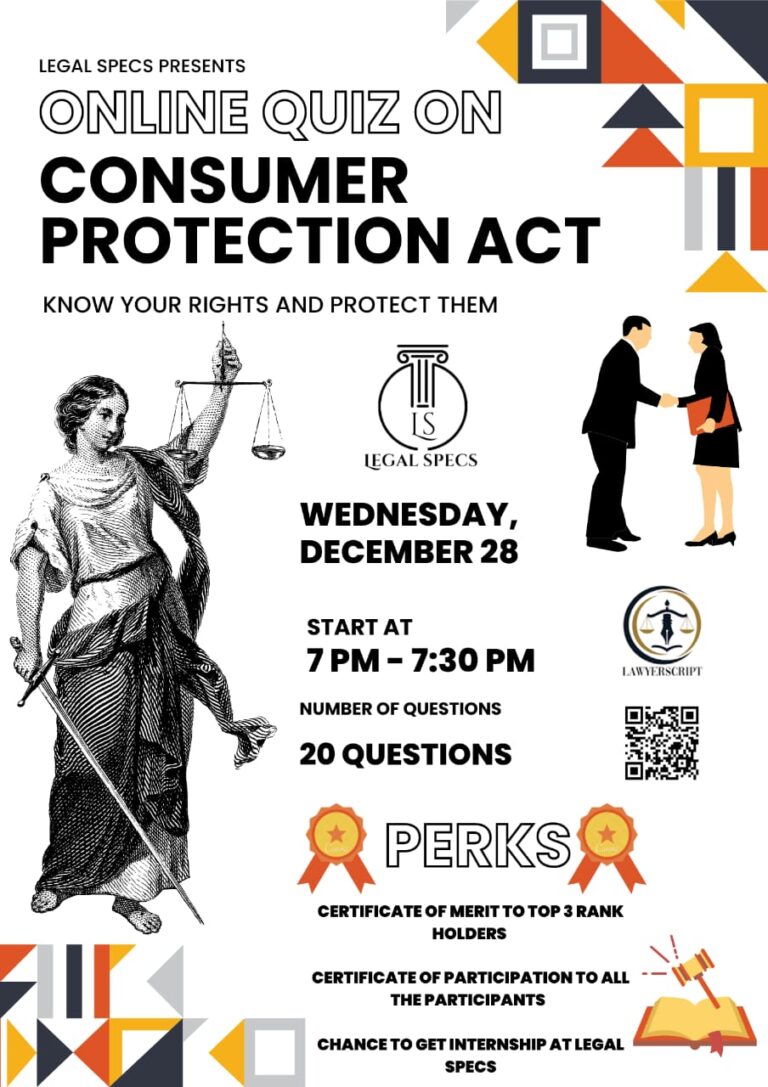 LEGAL SPECS NATIONAL LEVEL QUIZ ON CONSUMER PROTECTION ACT.