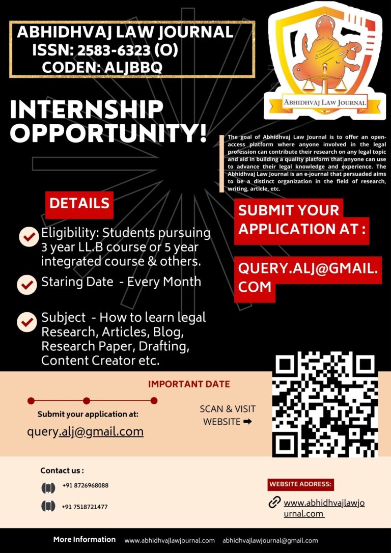 ABHIDHVAJ LAW JOURNAL INTERNSHIP PROGRAM.